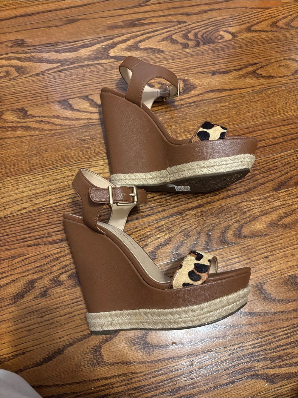 Leopard Wedge Sandals - Picture 4 of 8